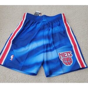NWT Men's Blue New Jersey NETS Hardwood Classic 1990/91 Swingman Shorts Large
